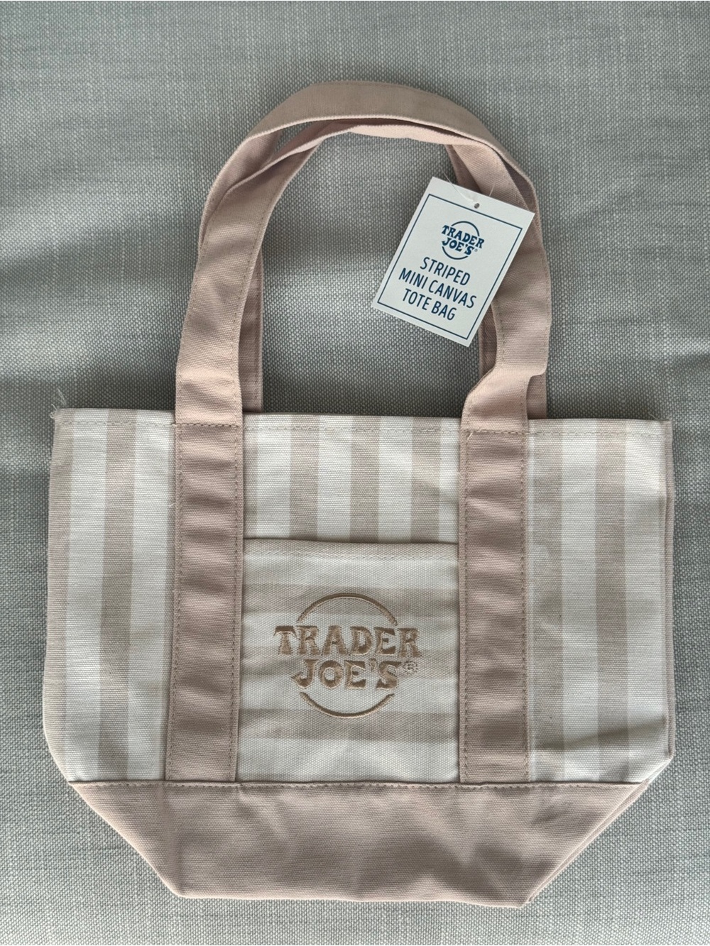 Trader Joe’s Striped Mini Canvas Tote Bag - tan
